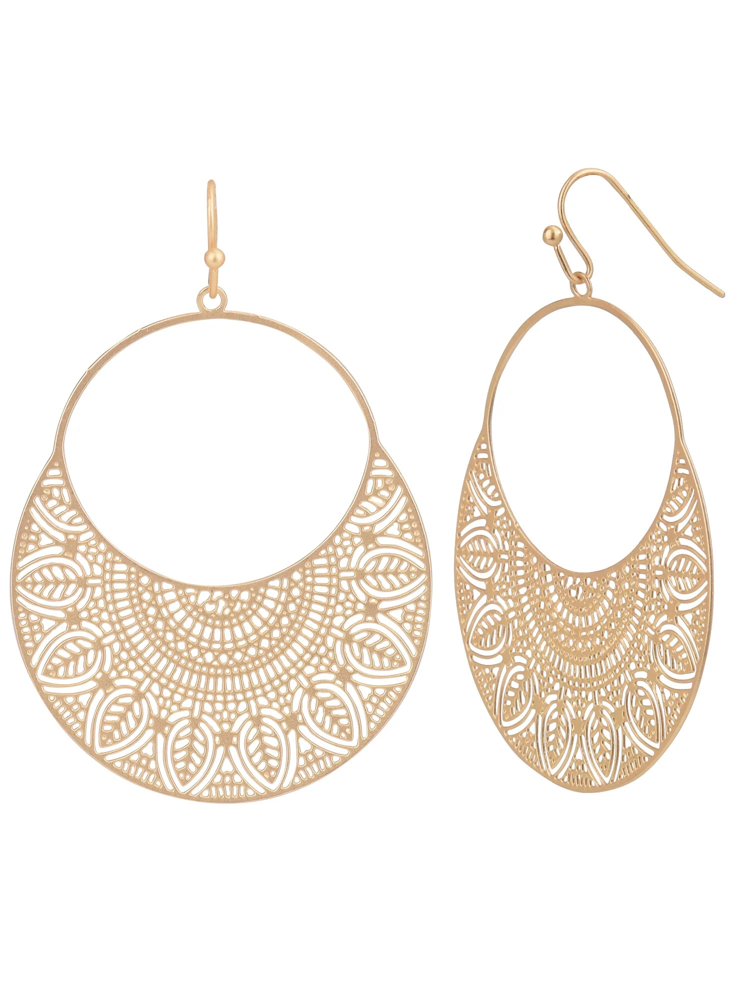 Time and Tru Adult Women's Gold Tone Filigree Metal Drop Earring | Walmart (US)