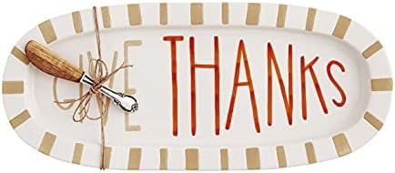 Mud Pie Thanksgiving Painted Give Thanks Hostess Set, Cream, Orange, 7" x 16" | Amazon (US)