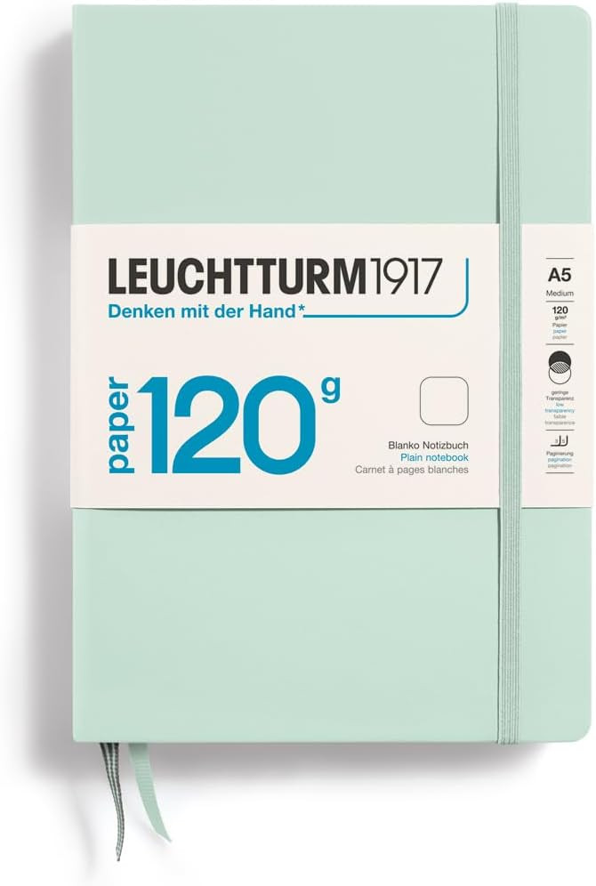 LEUCHTTURM1917-120G Special Edition - Medium A5 Plain Hardcover Notebook (Mint) - 203 Numbered Pa... | Amazon (US)
