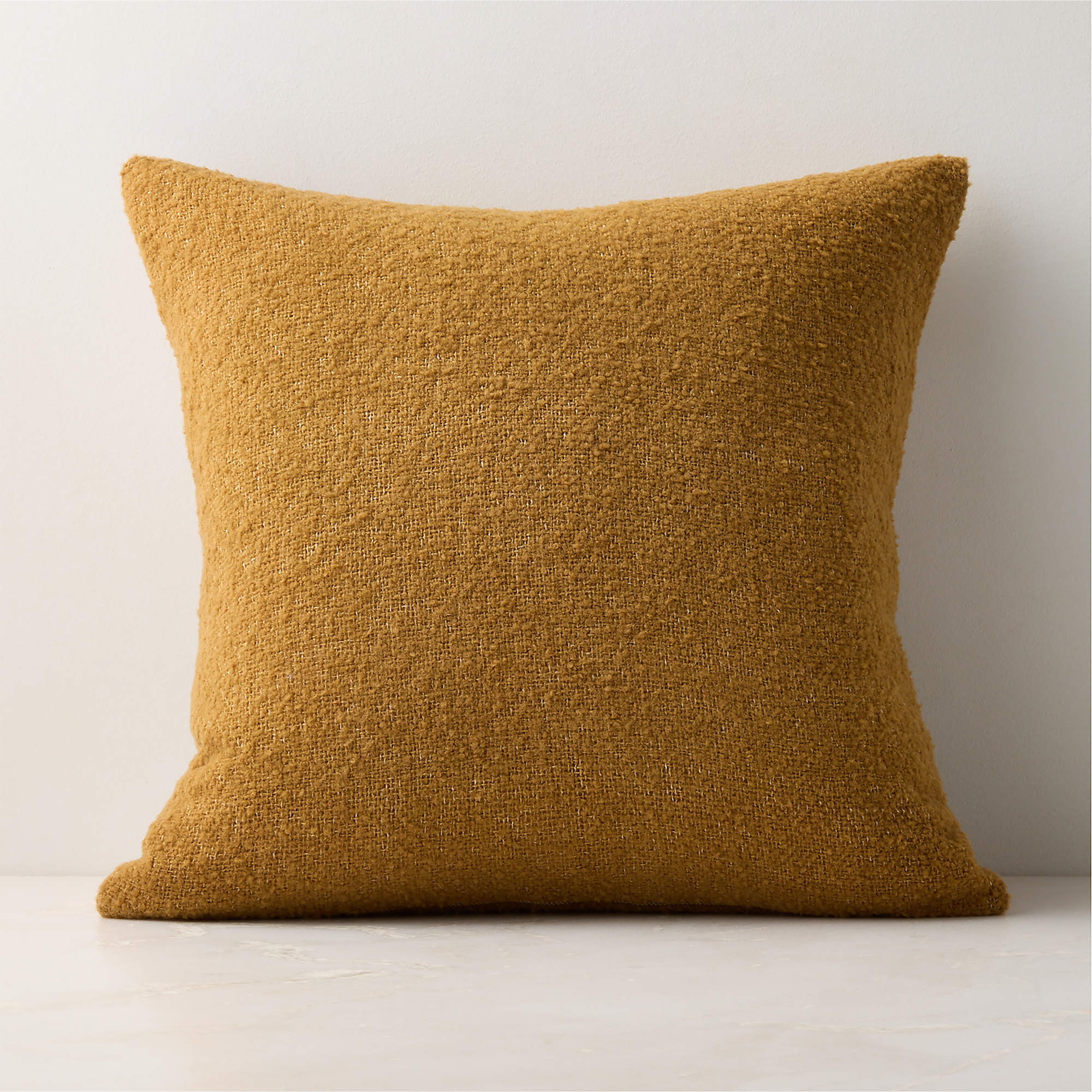 Demi Smoked Amber Merino Wool Boucle Throw Pillow with Down-Alternative Insert 20"x20" + Reviews ... | CB2