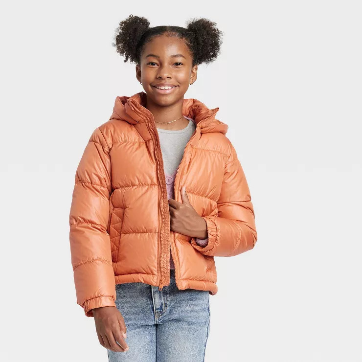 Girls' Cropped Puffer Jacket - art class™ | Target