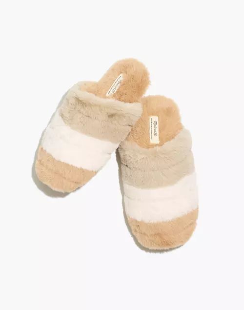 Colorblock Quilted Scuff Slippers in Recycled Faux Fur | Madewell