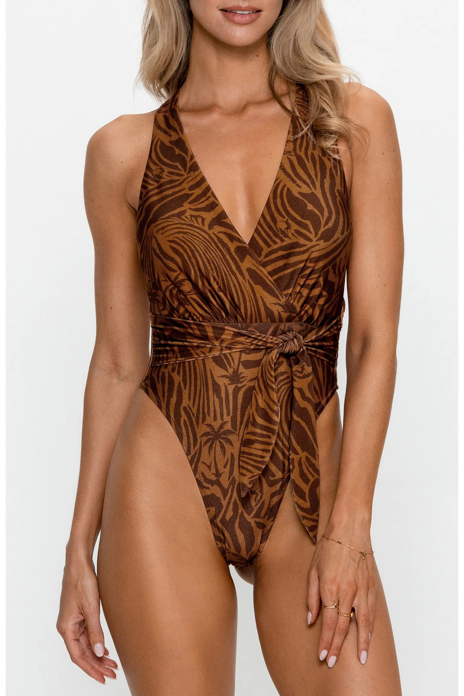 Cross Back Wrap Waist High Cut One-Piece Swimsuit (Women) | Nordstrom | Nordstrom