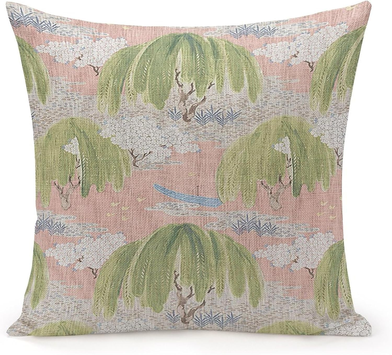 POMOTER Thibaut French Fabric Willow Tree Green Pink Check Throw Pillow Cover,Traditional Checker... | Amazon (US)