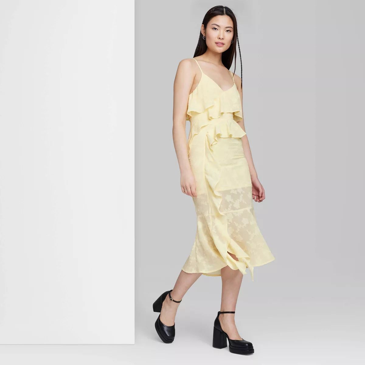 Women's Ruffle Midi Dress - Wild Fable™ Yellow S | Target