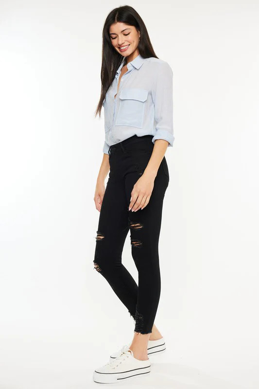 Hazy Mid Rise Ankle Skinny Jeans | Kancan USA
