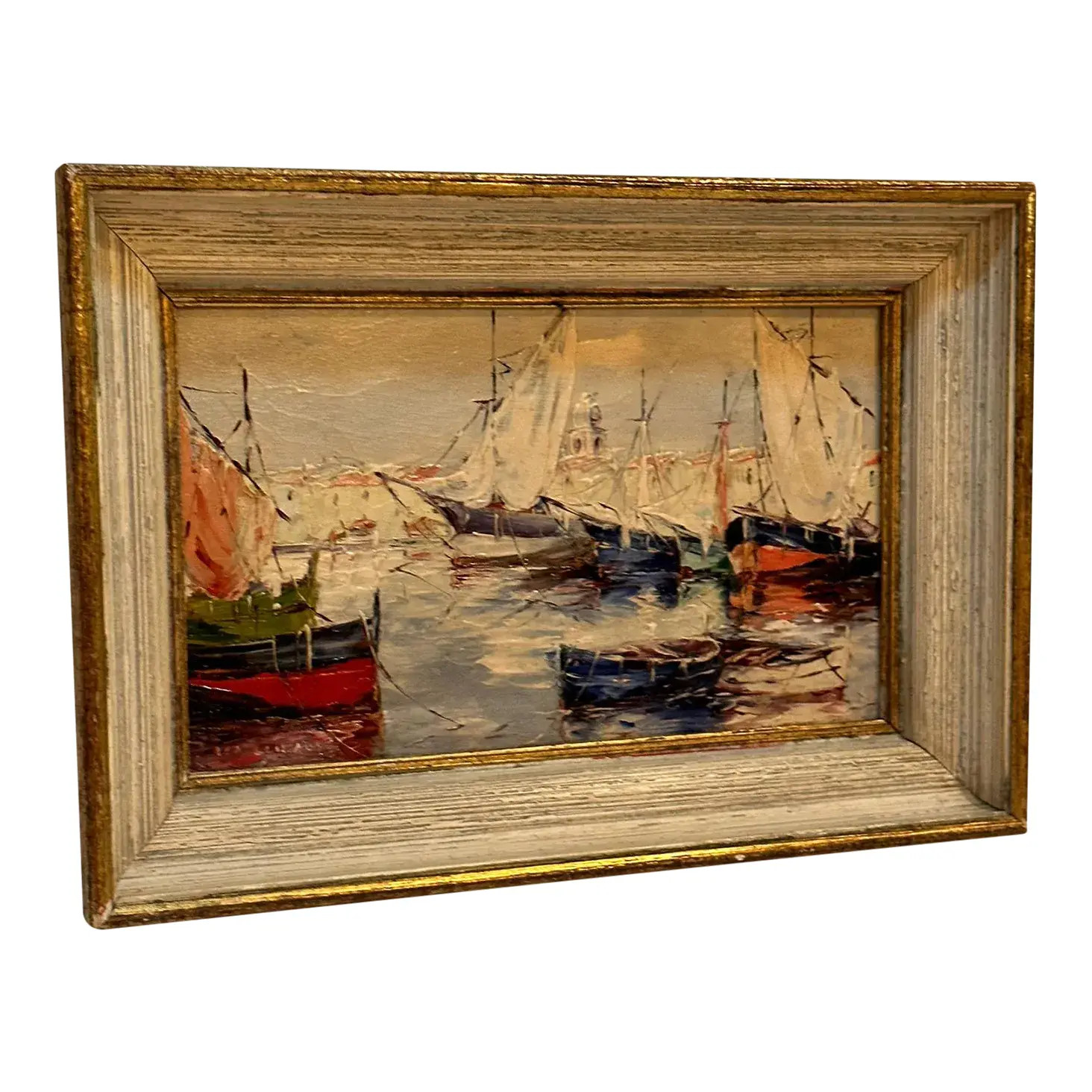 French Painting 19th Century Boats | Chairish