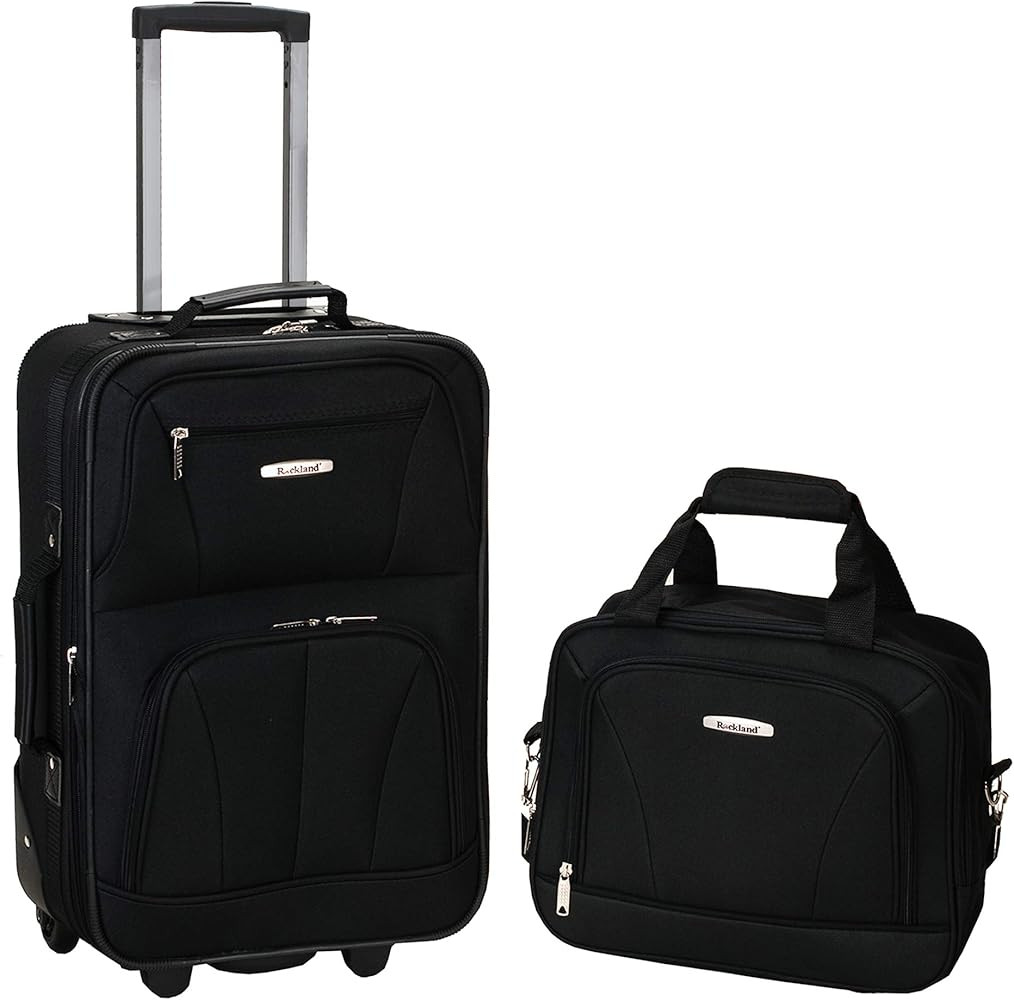 Rockland Fashion Softside Upright Luggage Set, Expandable, Black, 2-Piece (14/19) | Amazon (US)