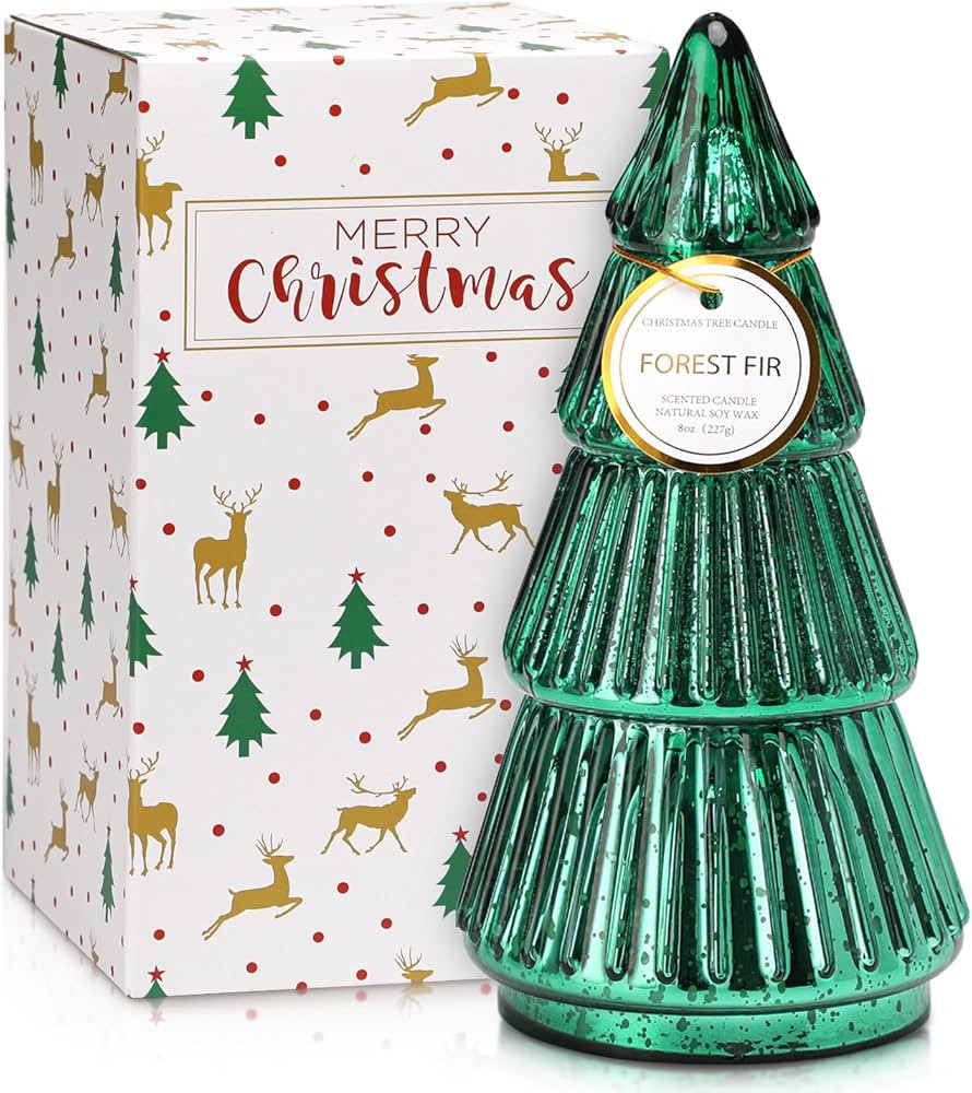 Christmas Tree Shape Scented Candle, Natural Soy Wax Candle for Christmas, Gift for Family, Frien... | Amazon (US)