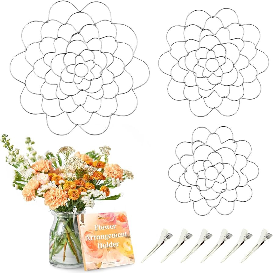 Flower Arrangement Holder, 3Pcs Floral Grid Flower Frog Tool Wire Arranger Twist for Vase Floral ... | Amazon (US)