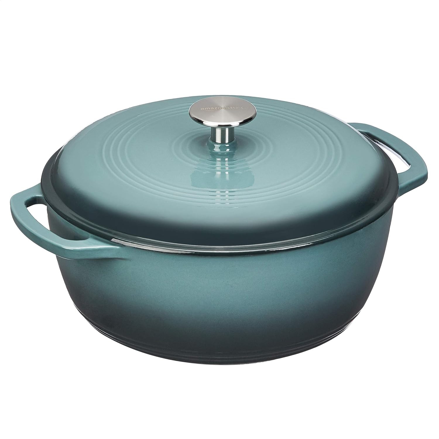 Amazon Basics Enameled Cast Iron Covered Dutch Oven, 4.3-Quart, Grey | Amazon (US)