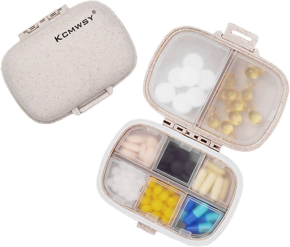 Kcmwsy Travel Pill Organizer Small Pill Box Portable Daily 8 Compartment Pill Case for Purse Pock... | Amazon (US)