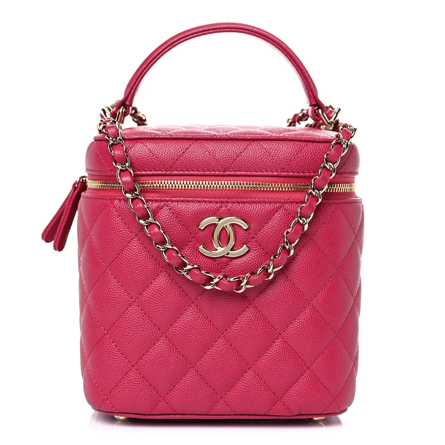 CHANEL Caviar Quilted Small Top Handle Vanity Case With Chain Dark Pink | FASHIONPHILE | FASHIONPHILE (US)