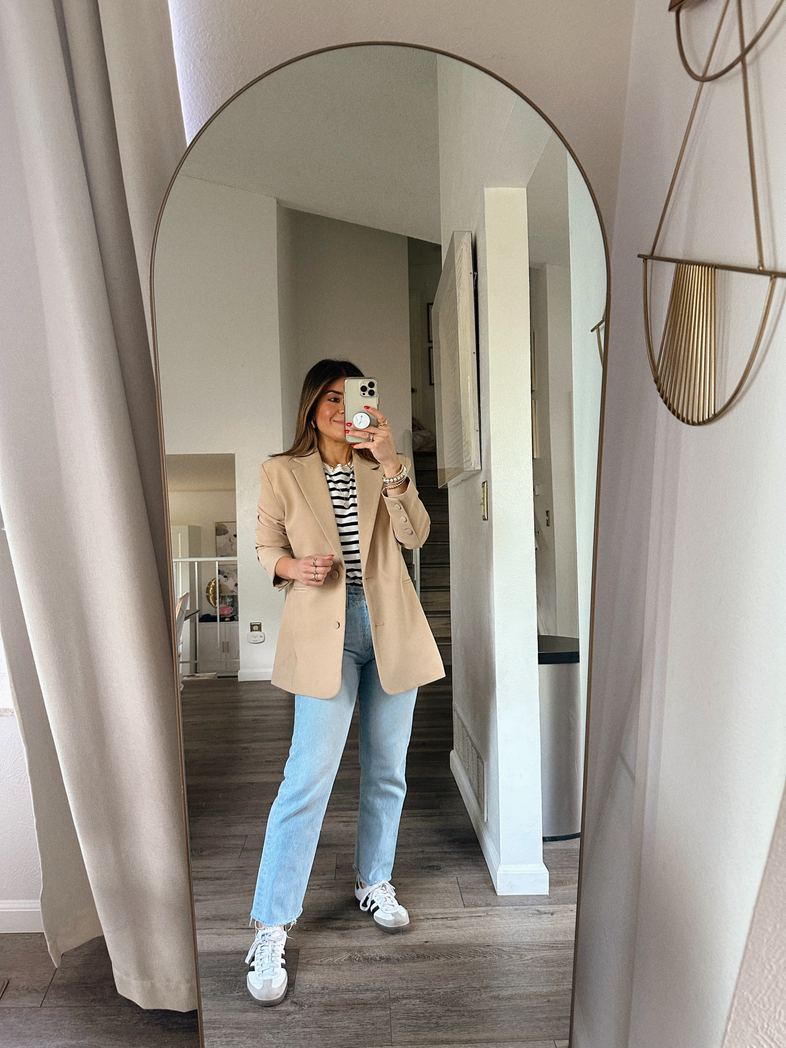 All my favorite basics in one place! 
Tee size small
Jeans size 25
Linked similar blazers
 adidas samba OG, Levi’s straight leg jeans

#LTKShoeCrush #LTKStyleTip #LTKFindsUnder100