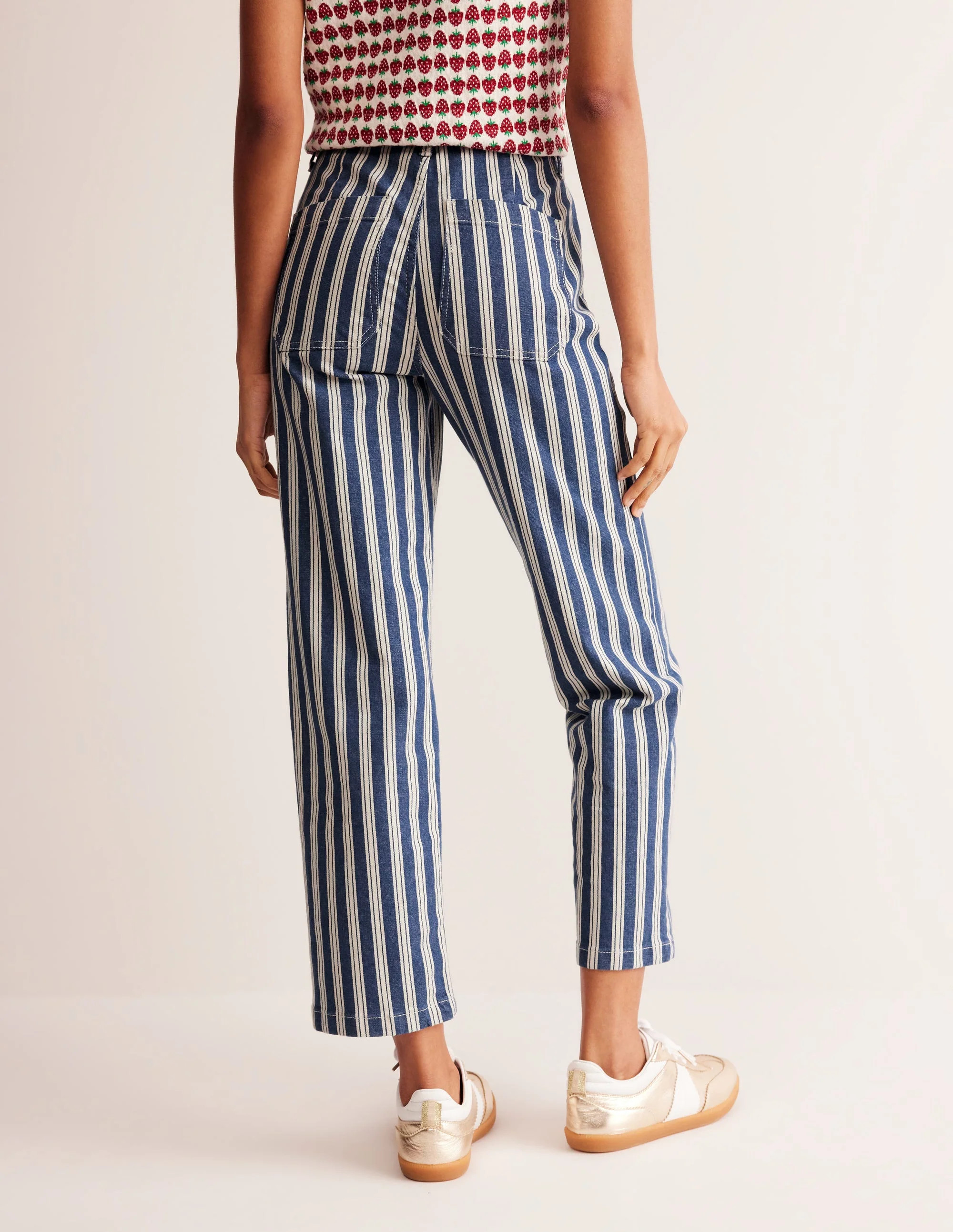 Striped Straight Jeans-Navy Stripe | Boden (US)