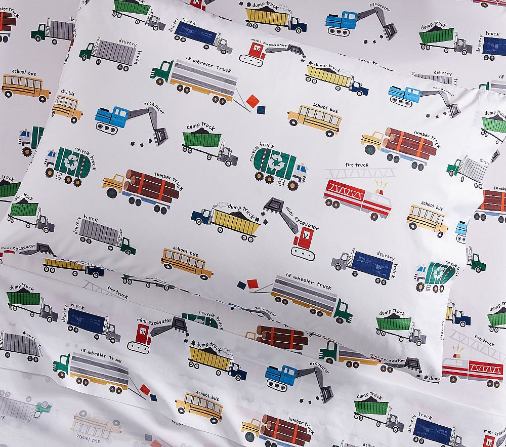 Busy Trucks Organic Cotton Sheet Set | Pottery Barn Kids