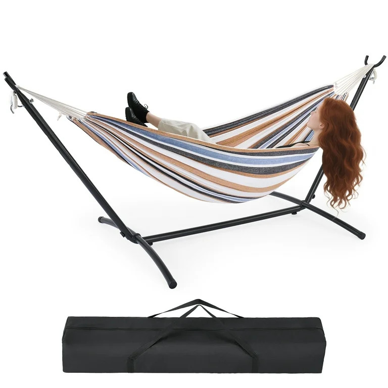 EDX Double Hammock with Space Saving Steel Stand, 2 Person Heavy Duty Outdoor 450lb Capacity Stan... | Walmart (US)