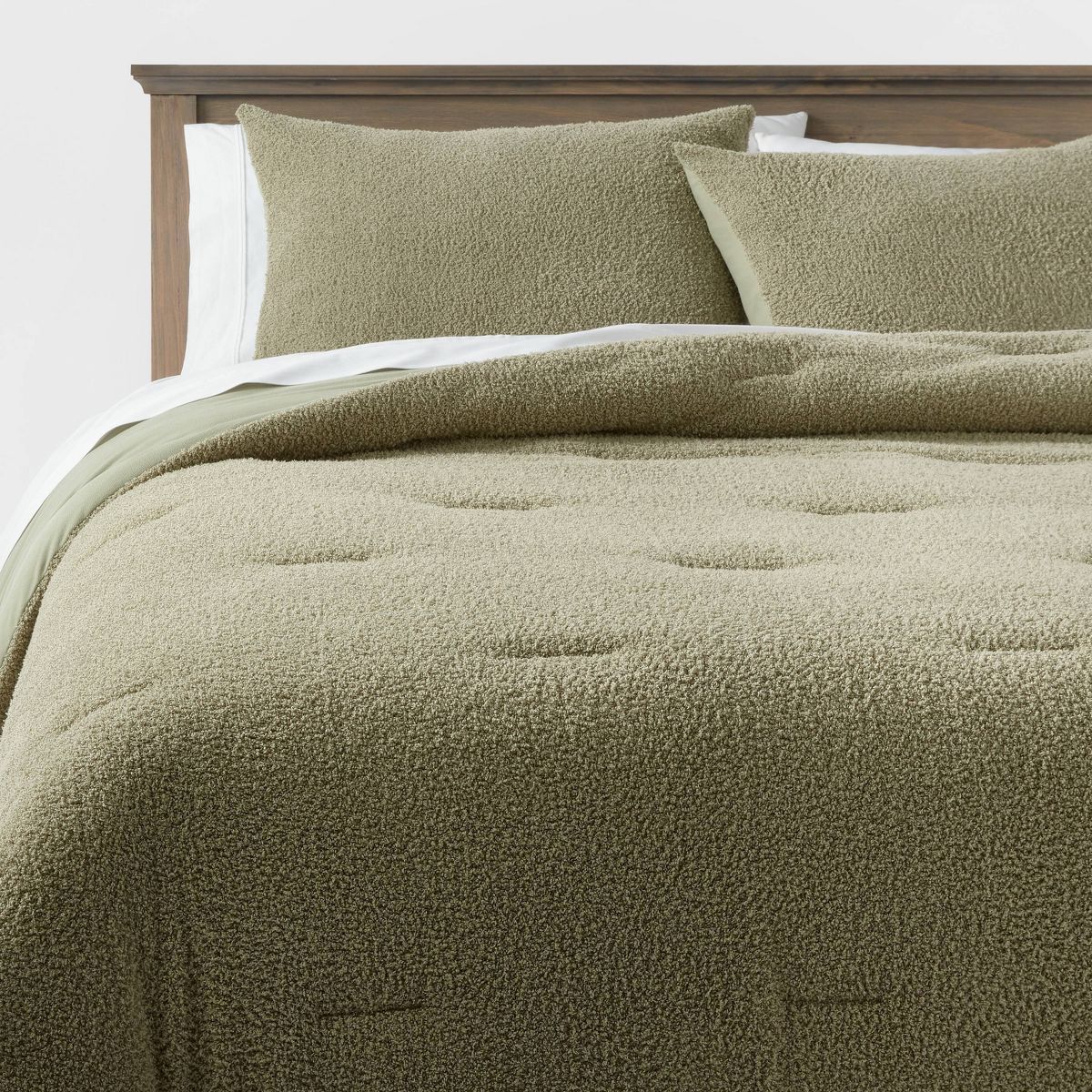 3pc King Traditional Cozy Chenille Comforter and Sham Set Green - Threshold™ | Target