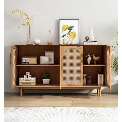 Scandinavian Style Solid Wood Rattan Sideboard | Wayfair North America