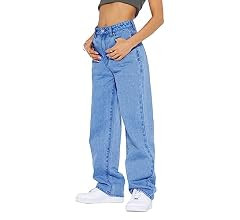 PLNOTME Women's High Waisted Boyfriend Baggy Jeans Straight Leg Casual Denim Pants | Amazon (US)