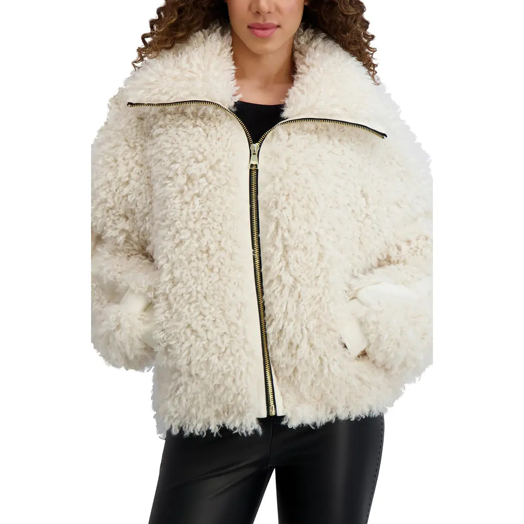KARL LAGERFELD PARIS Oversize Shaggy Faux Fur Jacket in Oyster at Nordstrom, Size X-Small | Nordstrom
