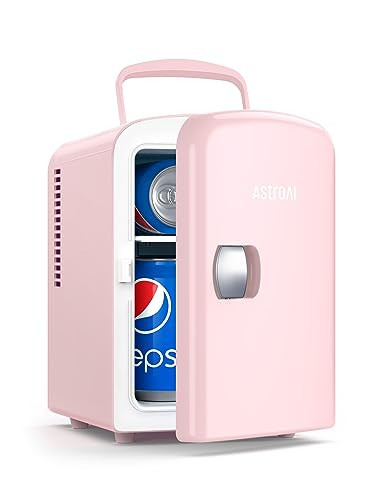 AstroAI Mini Fridge, 4 Liter/6 Can AC/DC Portable Thermoelectric Cooler Refrigerators for Skincare, Beverage, Food, Home, Office and Car, the Love for Father/Dad (Pink) | Amazon (US)