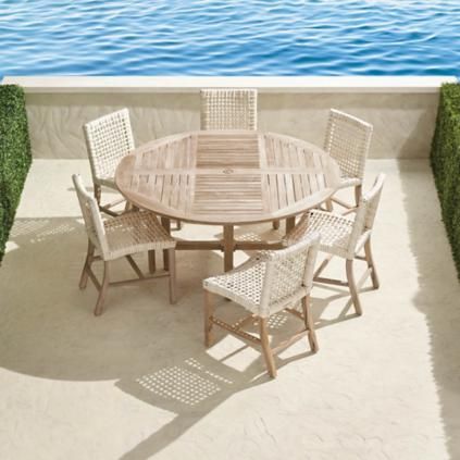 Isola 7-pc. Round Dining Set in Weathered Finish | Frontgate
