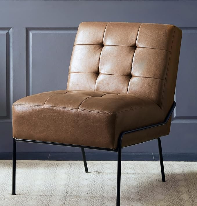 eLuxurySupply Armless Accent Chair - Upholstered Modern Living Room Chair with Metal Frame and El... | Amazon (US)