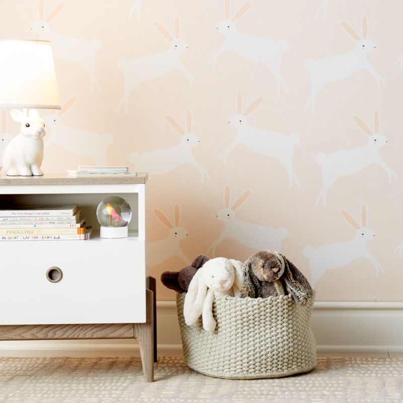 Chasing Paper Pink Leaping Bunnies Removable Wallpaper | Crate and Barrel | Crate & Barrel