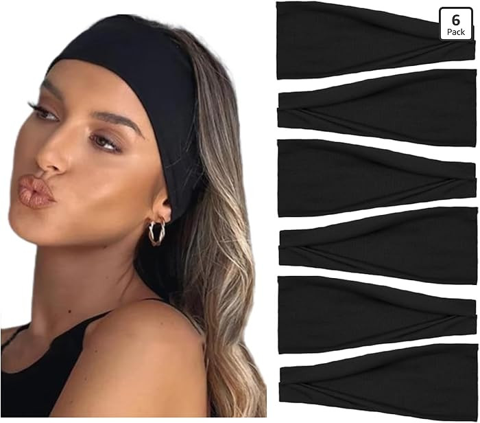 AKTVSHOW Black Headbands for Women Non-Slip Head Band for Women’s Hair Wide Thick Sweat Hair Ba... | Amazon (US)