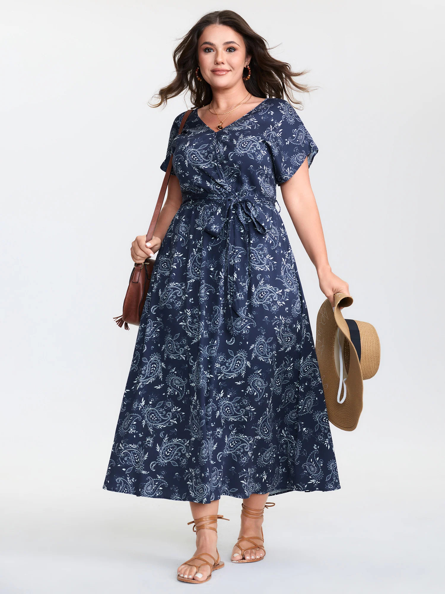 Floral Print Surplice Neck Mdii Dress | Bloomchic