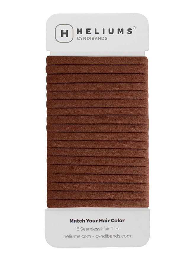 Heliums Thin Seamless Hair Ties - Brown - 6mm Nylon No Damage Ponytail Holders, 1.75 Inch, Medium... | Amazon (US)