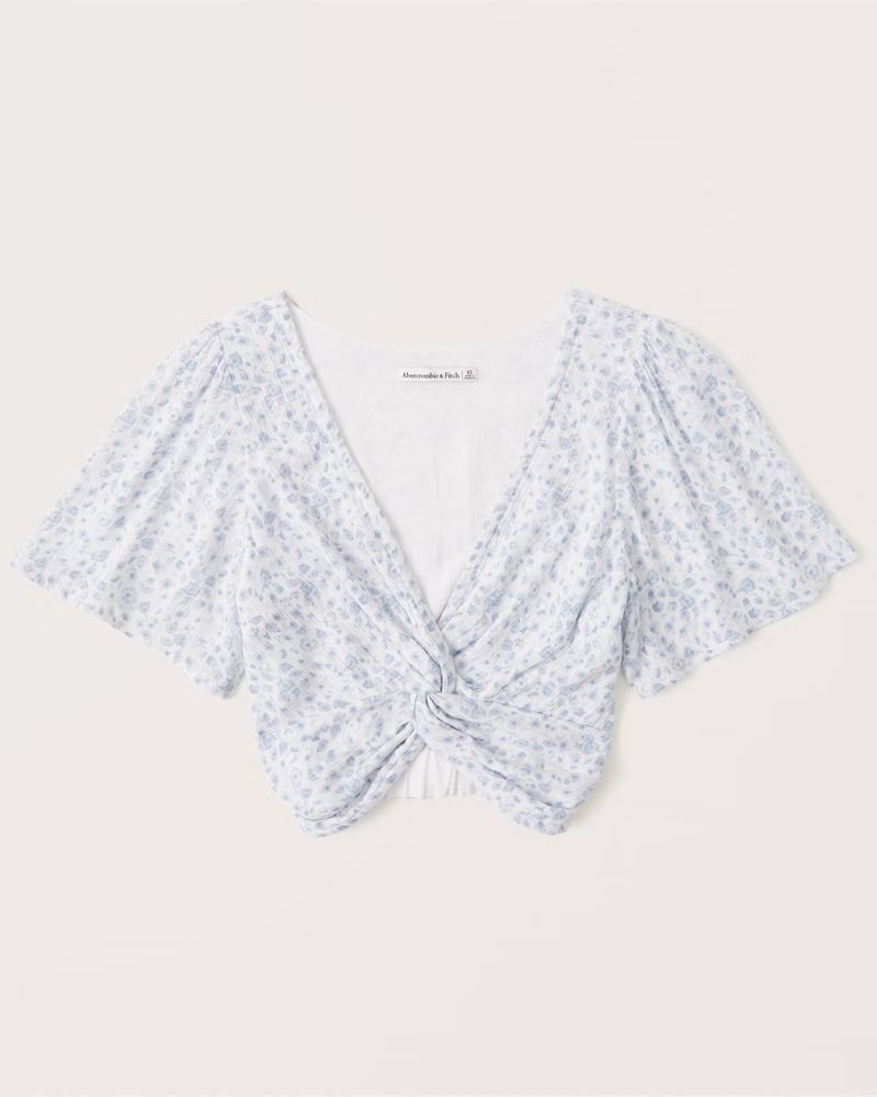 Women's Knot-Front Flutter Sleeve Top | Women's Tops | Abercrombie.com | Abercrombie & Fitch (US)