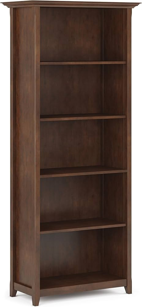SIMPLIHOME Amherst SOLID WOOD 30 Inch Transitional 5 Shelf Bookcase in Russet Brown, For the Livi... | Amazon (US)