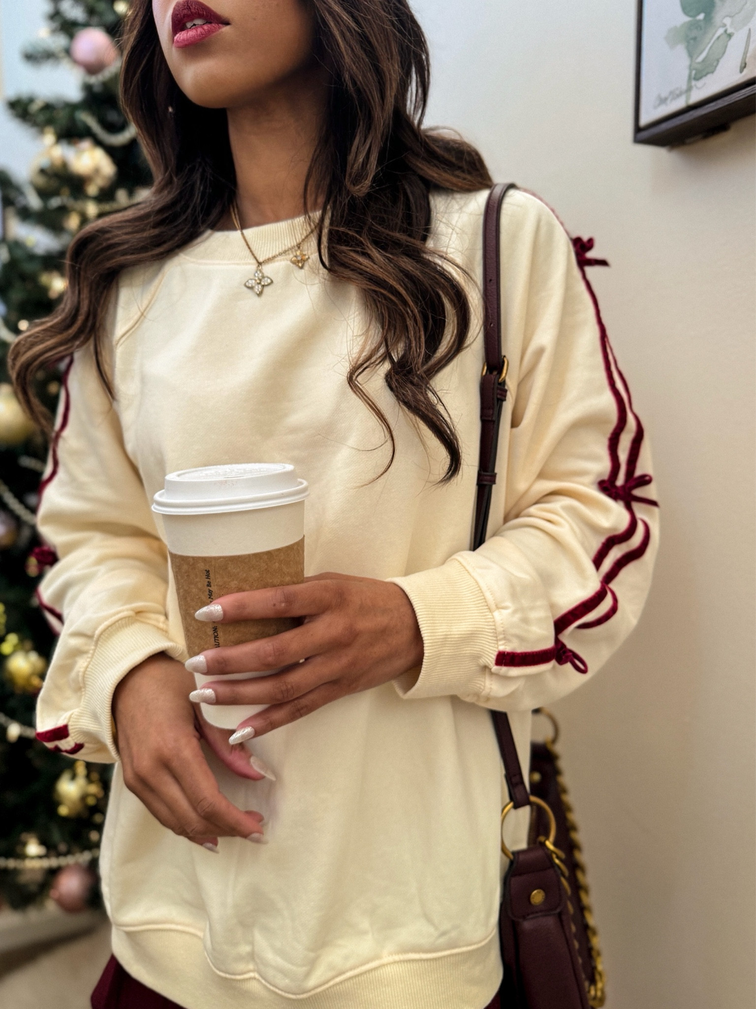 Absolutely love this brand! Runs TTS and they also have maternity options for that #bumpstyle 🫶🏽 use code: luxelatte for 25% off your purchase through 12/14! #pinkblush #holiday #crewnecks 

#LTKStyleTip #LTKHoliday #LTKBump