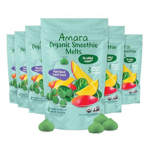 Amara Smoothie Melts - Mighty Sweet Greens - Baby Snacks Made With Fruits and Vegetables - Healthy Toddler Snacks For Your Kids Lunch Box - Organic Plant Based Yogurt Melts - 6 Resealable Bags | Amazon (US)