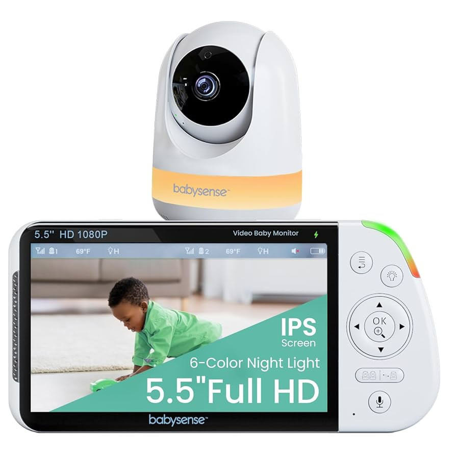 Babysense 5.5” 1080p Full HD Split Screen Baby Monitor, Video Baby Monitor with Camera and Audi... | Amazon (US)