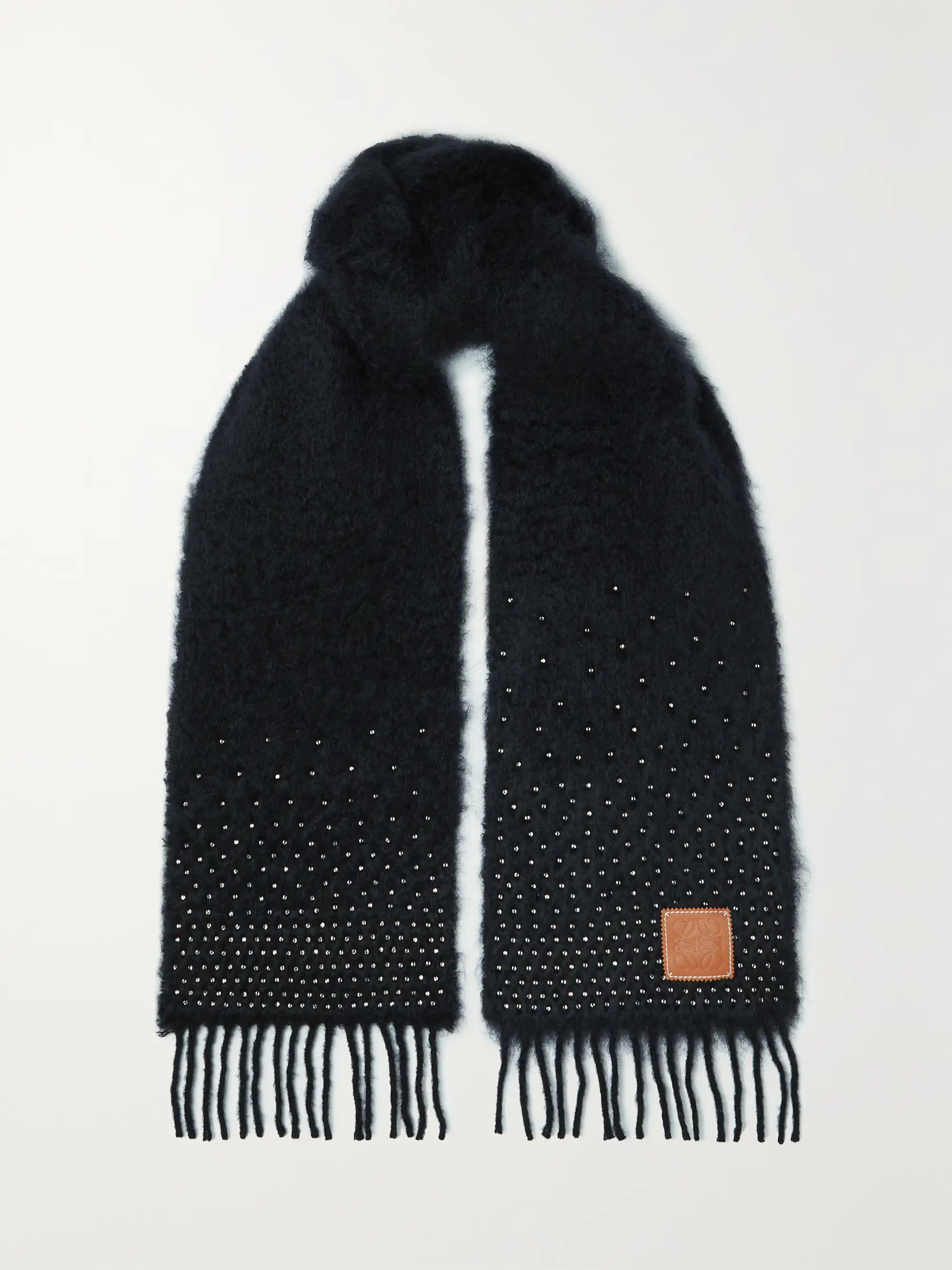 Fringed crystal-embellished mohair-blend scarf | NET-A-PORTER (US)