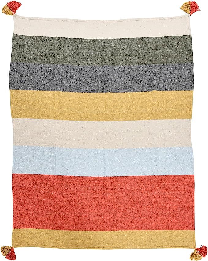 Amazon.com: Main + Mesa Striped Cotton Throw Blanket with Tassels,Multicolor : Everything Else | Amazon (US)