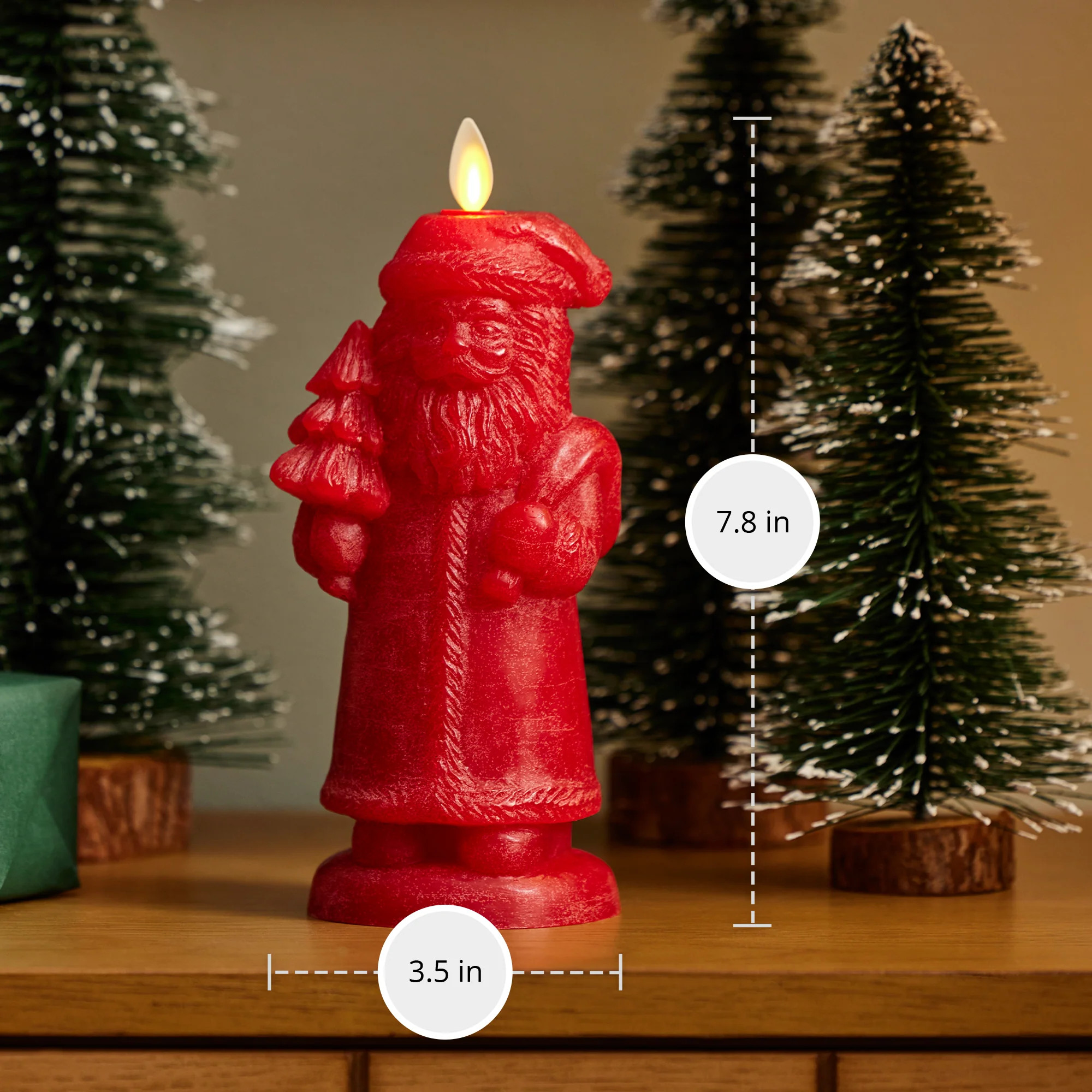 Holiday Red Chalky Flameless Candle Santa | Luminara