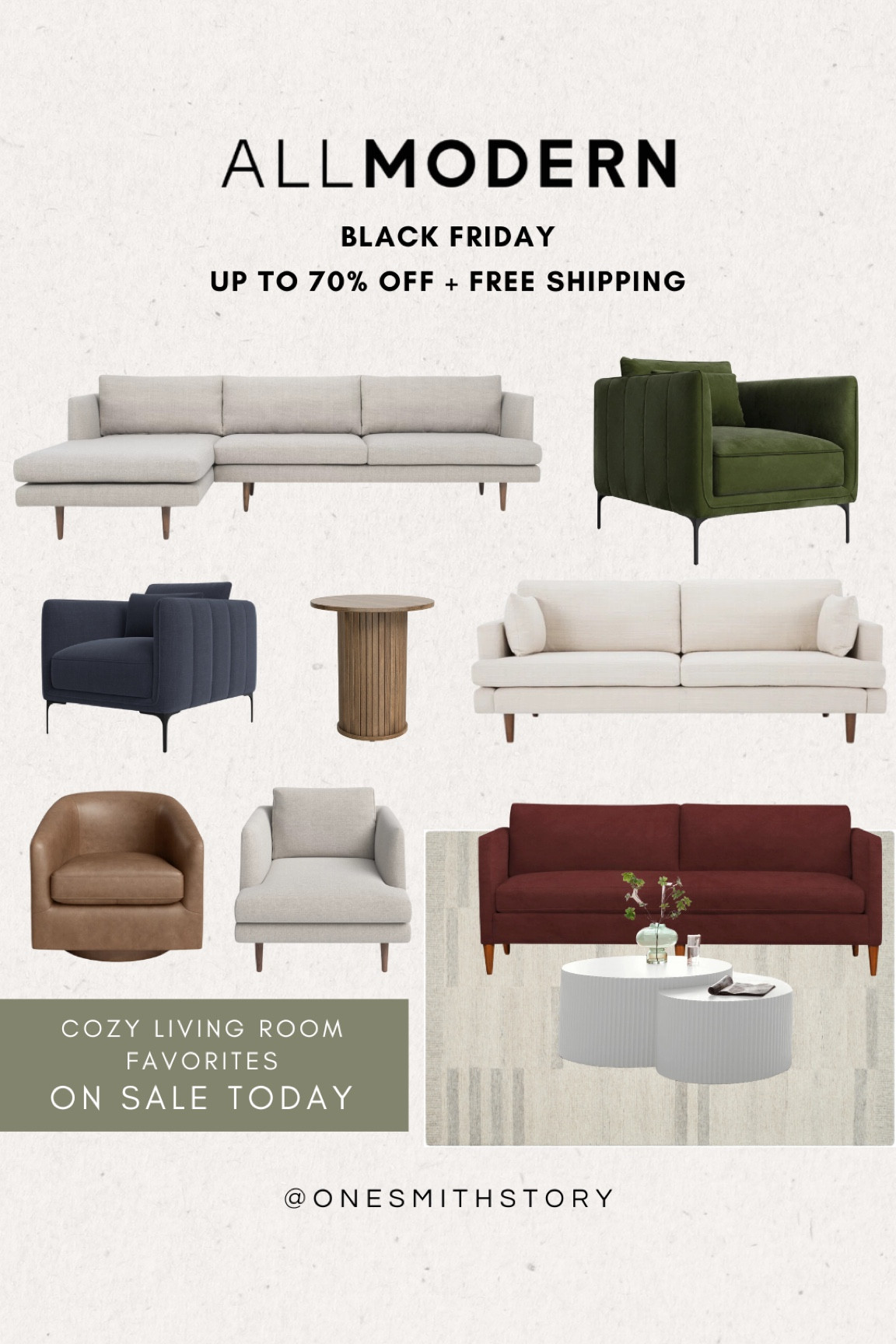 Nesting coffee tables, side tables, sofas, accent chairs, arm chairs, swivel chairs and sectionals are up to 70% off, plus free shipping for AllModern’s Black Friday Sale!

@allmodern #allmodernpartner #modernmadesimple

#LTKCyberWeek #LTKSaleAlert #LTKHome