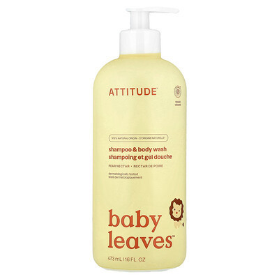 ATTITUDE, Baby Leaves™, Shampoo & Body Wash, Pear Nectar, 16 fl oz (473 ml) | iHerb