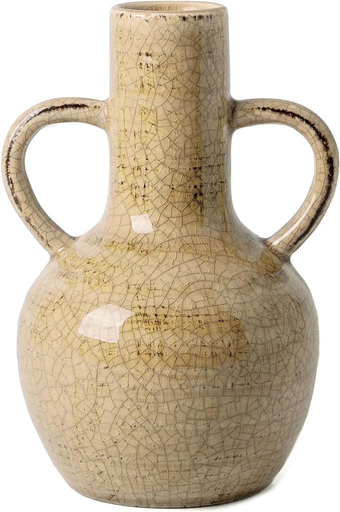 VICTOR & TERESA Ceramic Vase for Home Decor, Rustic Beige Vases for Flowers, Modern Farmhouse Dec... | Amazon (US)