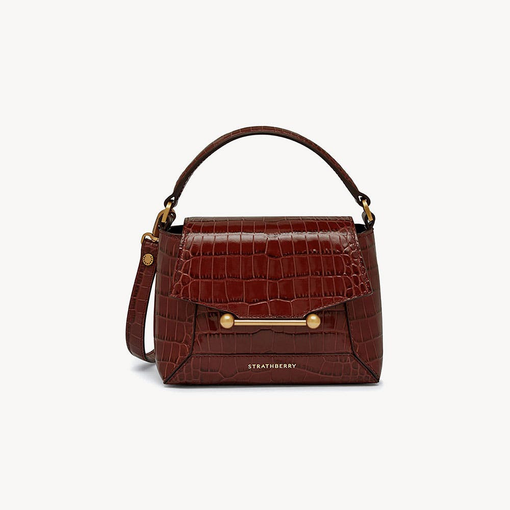 Mosaic Nano - Croc-Embossed Leather Oxblood | Strathberry | Strathberry