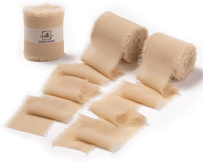 DORIS HOME Nude Chiffon Ribbon for Flower Bouquet, 2" x21Yd Fabric Ribbon for Gift Wrapping, Hand... | Amazon (US)
