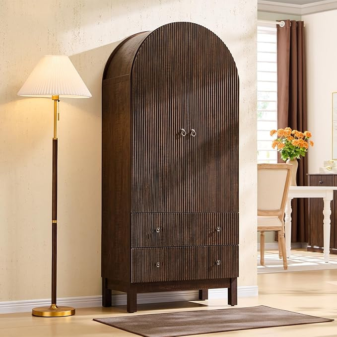 IFGET 71" Tall Arched Pantry Cabinet, Fluted Kitchen Storage Cabinet with Adjustable Shelves and ... | Amazon (US)