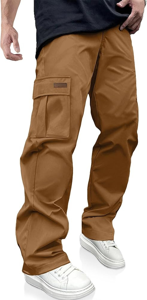 PLEPAN Mens Casual Cargo Pants Workout Hiking Sweatpants with Multi Pockets | Amazon (US)