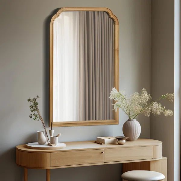 Ancalin Wood Accent Wall Mirror for Bathroom Bedroom Decorative Mirror | Wayfair North America