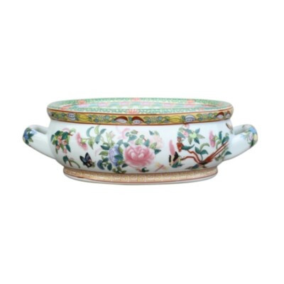 Beautiful Rose Canton Style Porcelain Basin 12" Long | eBay US