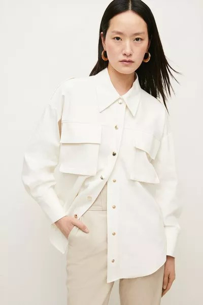 Compact Cotton Stretch Utility Pocket Woven Shirt | Debenhams UK